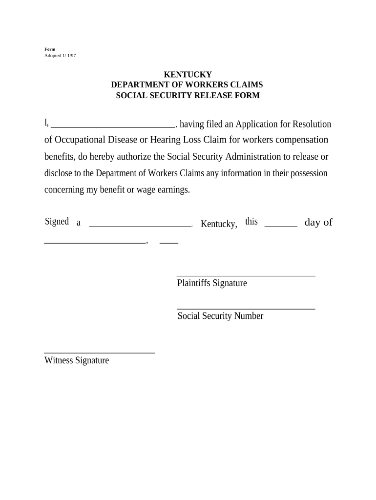 Kentucky Social Security  Form