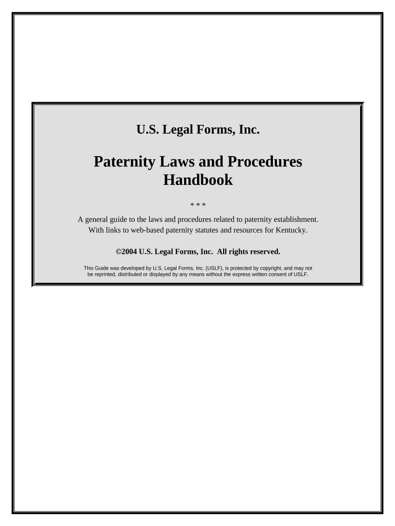 Paternity Law and Procedure Handbook Kentucky  Form