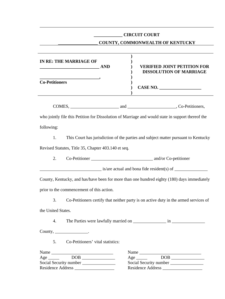 Kentucky Marriage Form Application