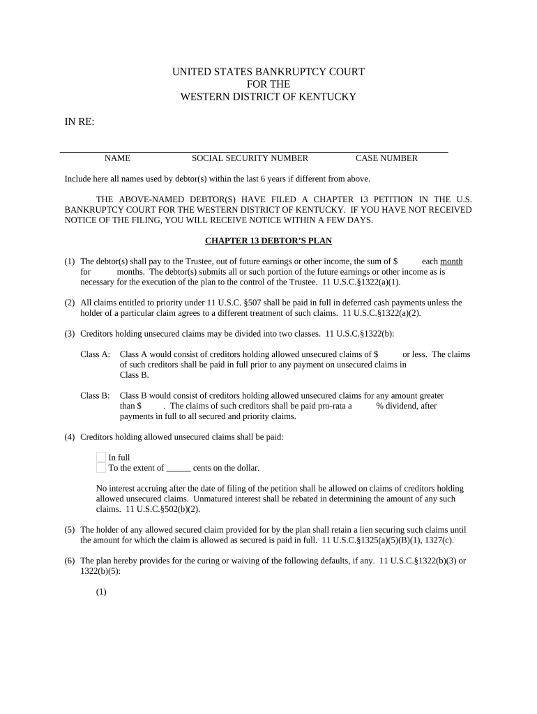 Ky Chapter 13  Form