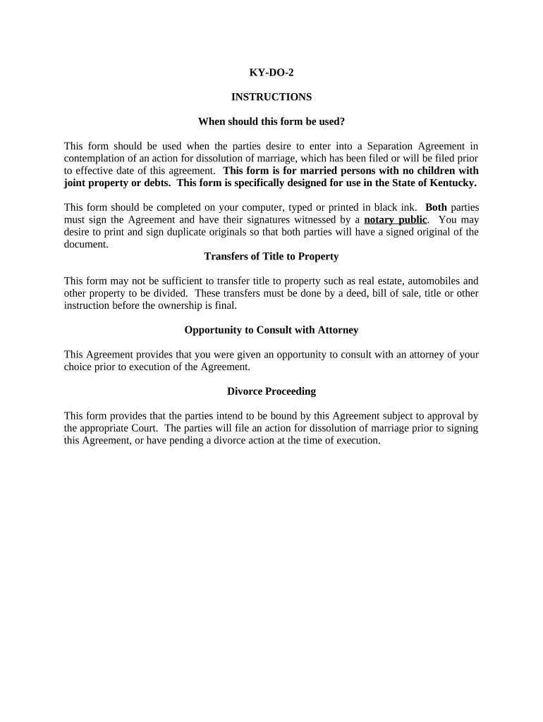 Marital Legal Separation and Property Settlement Agreement No Children Parties May Have Joint Property or Debts Where Divorce Ac  Form