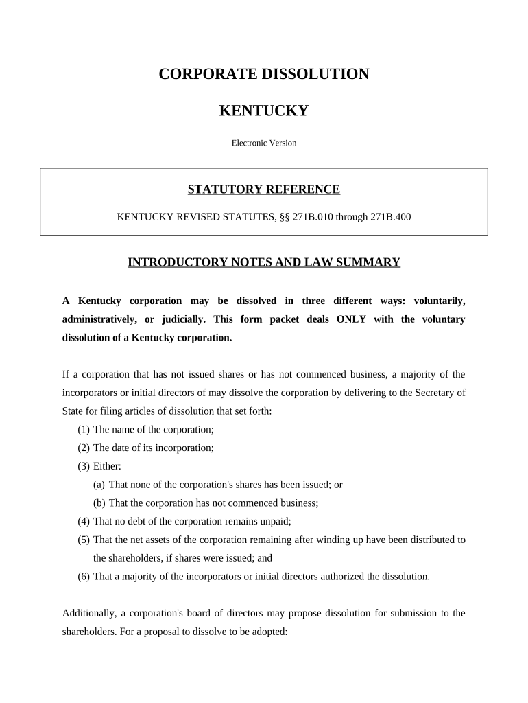 Ky Dissolve Corporation  Form