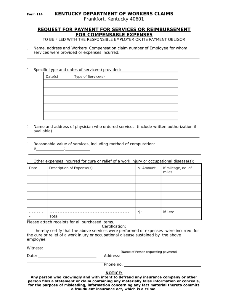 Kentucky Request Payment  Form