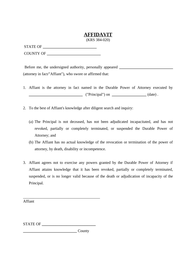 Kentucky Affidavit  Form