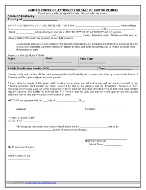 Kentucky Sale Vehicle Form - Fill Out and Sign Printable PDF Template |  signNow