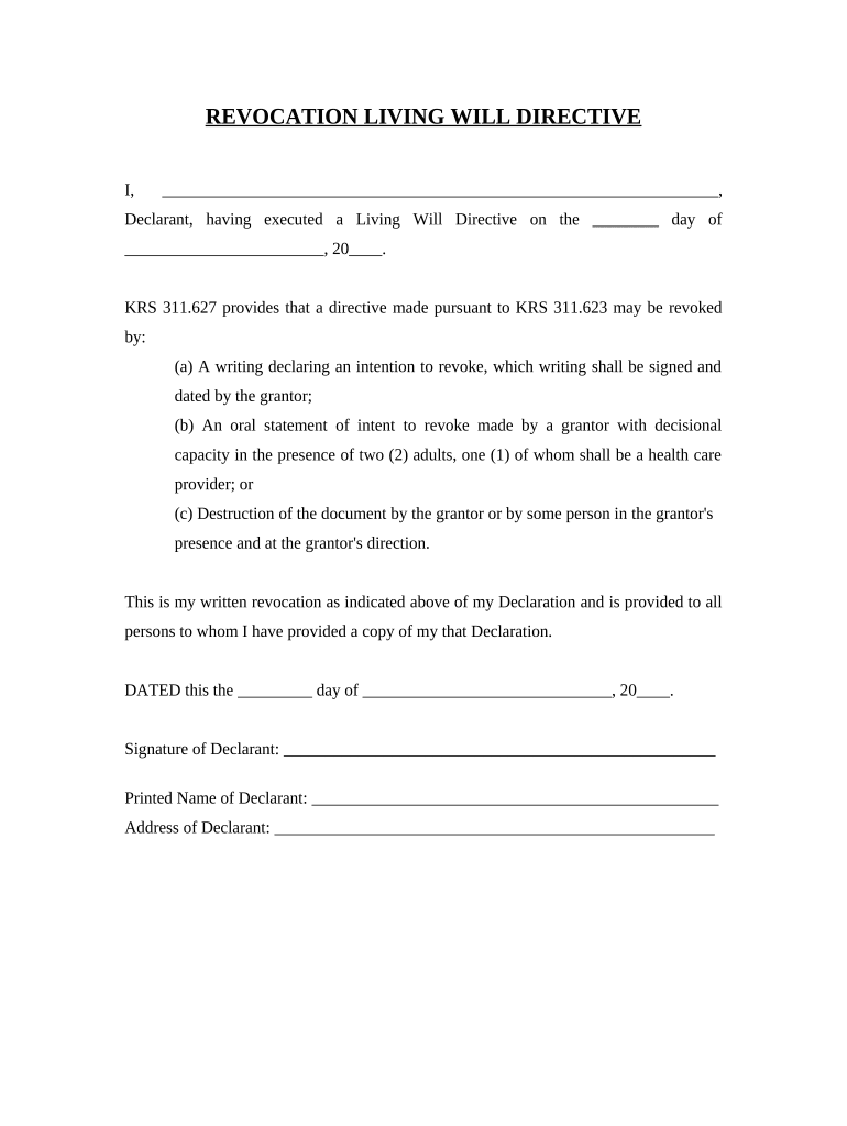 Kentucky Revocation  Form