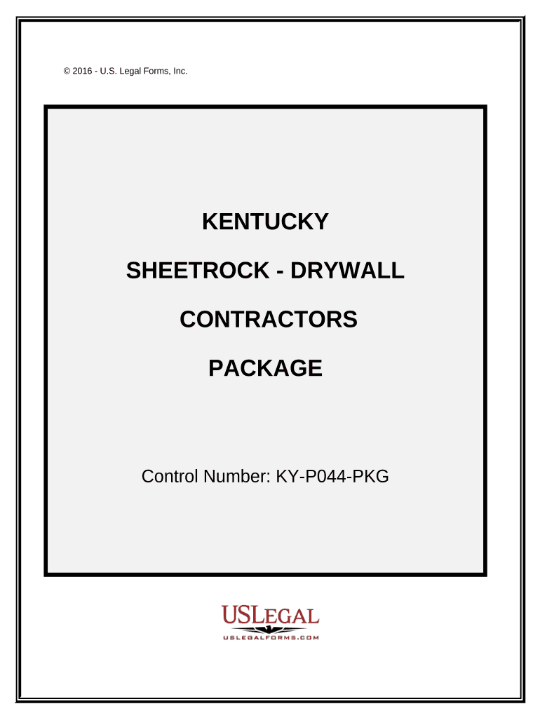 Sheetrock Drywall Contractor Package Kentucky  Form