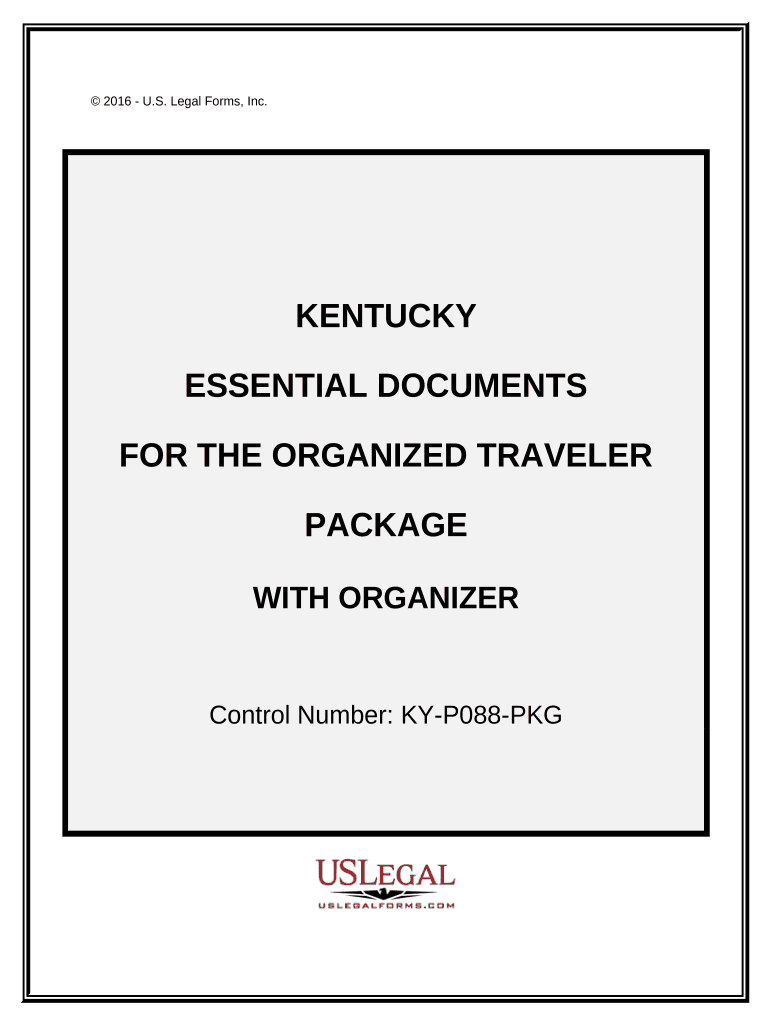 Essential Documents for the Organized Traveler Package with Personal Organizer Kentucky  Form