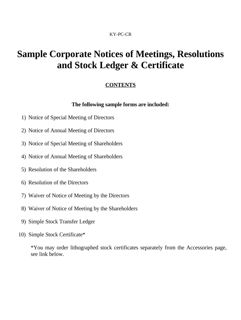 Kentucky Corporate Records Form