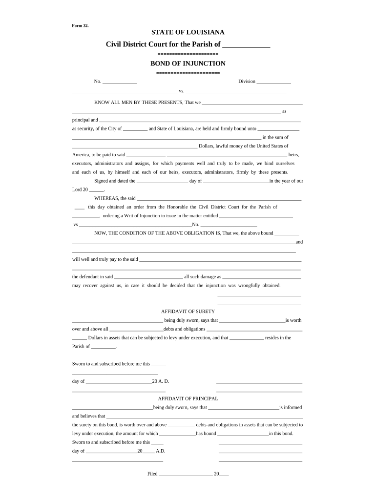 Louisiana Bond Form