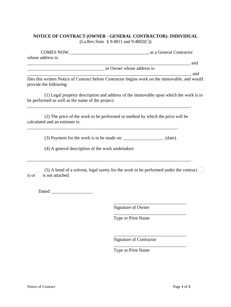 Louisiana Notice  Form