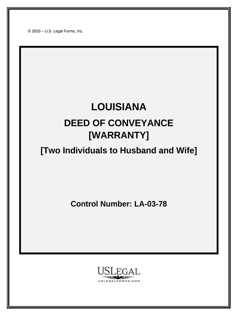 Warranty Deed from Two Individuals to Husband and Wife Louisiana  Form