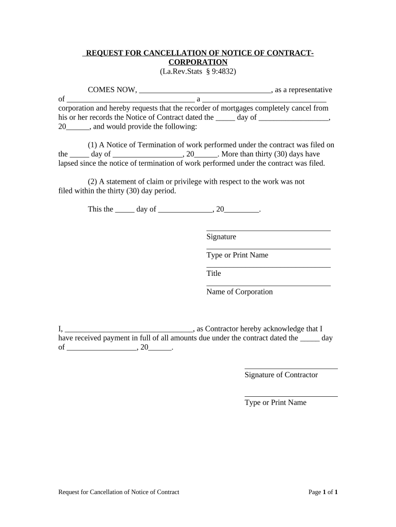 Louisiana Cancellation Form