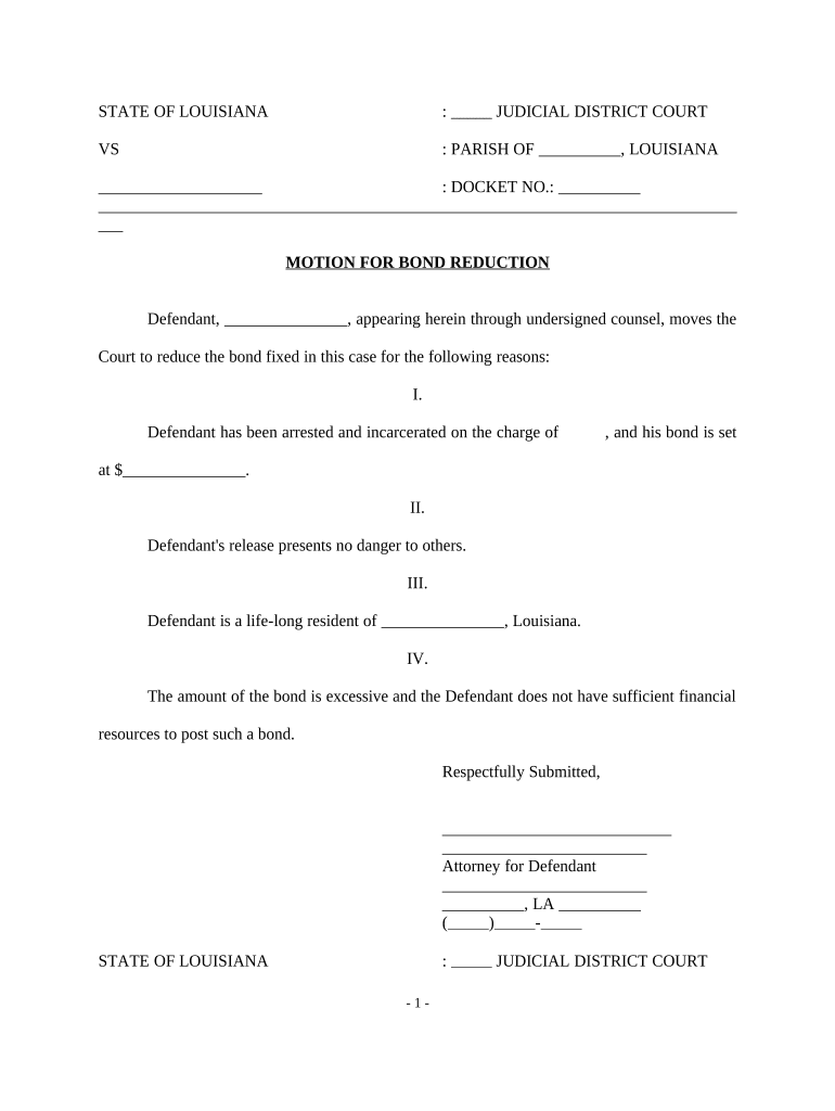 Bond Reduction  Form