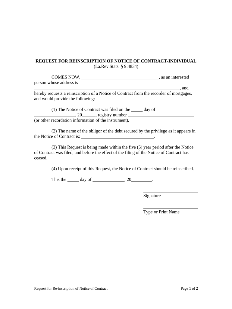 Reinscription Notice  Form