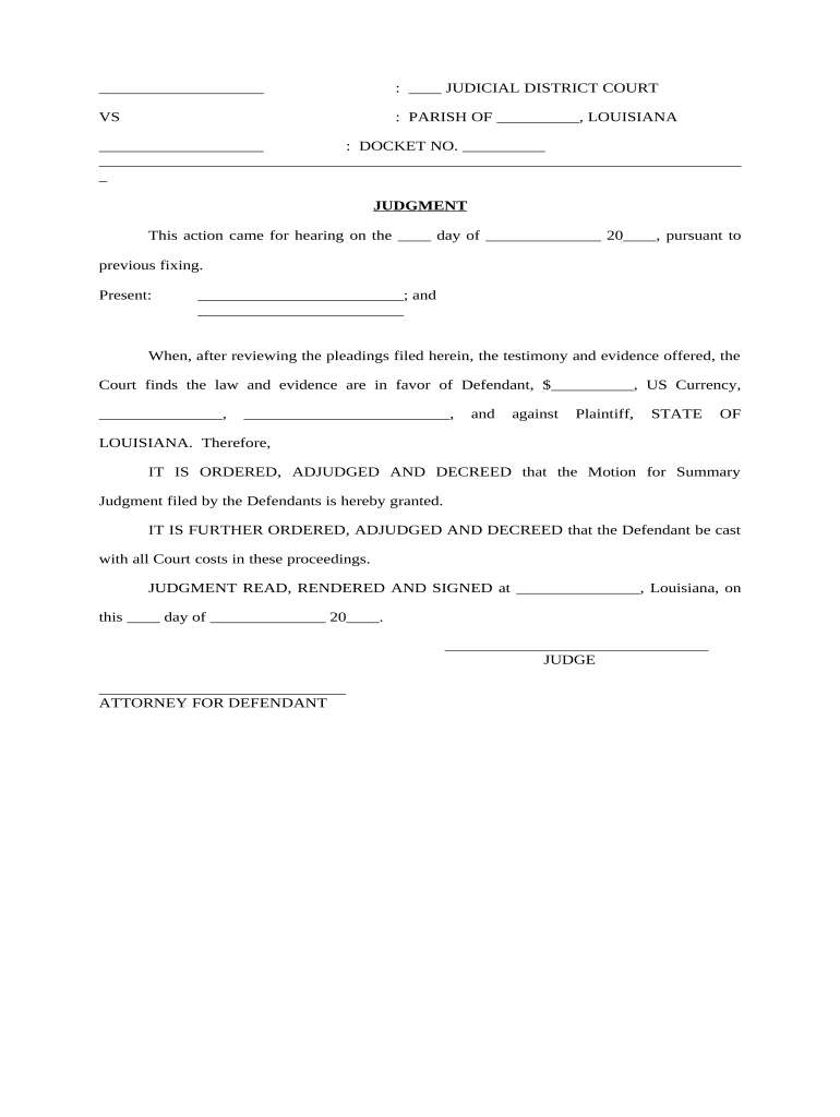 Judgment Motion Form
