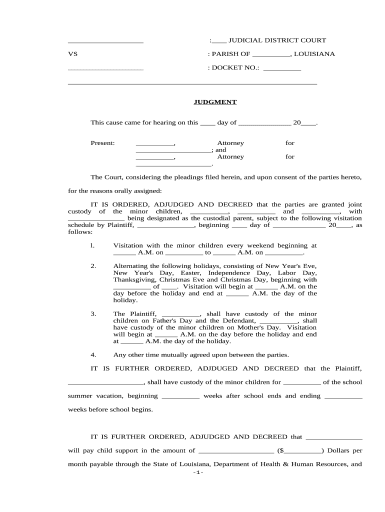 Custody Child Support Agreement  Form