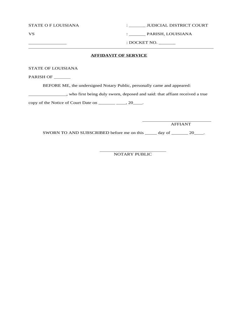 Affidavit Service Court  Form