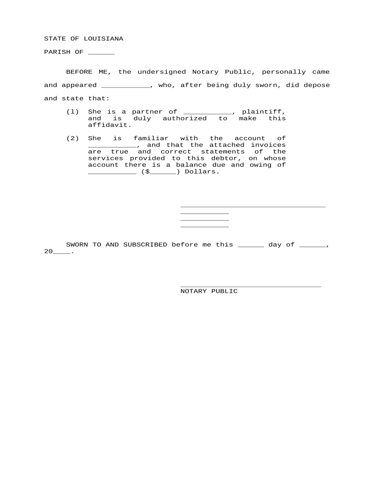 Louisiana Unpaid  Form