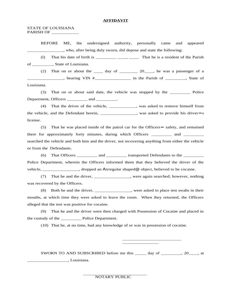 Affidavit Knowledge  Form