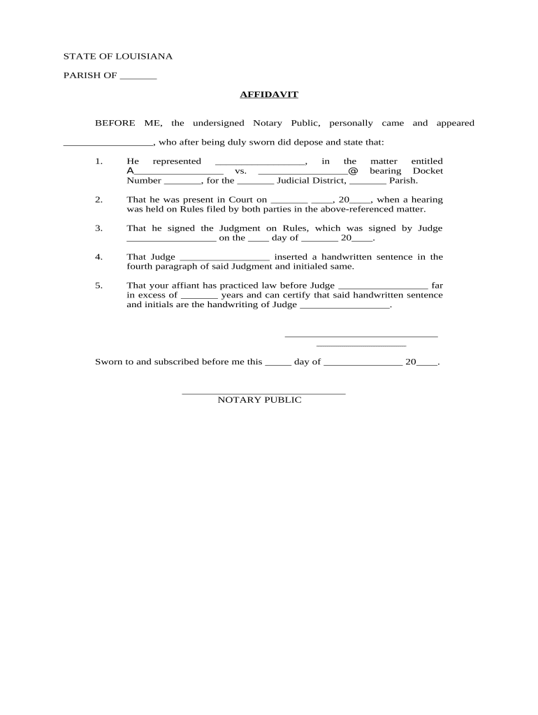 Louisiana Judge  Form