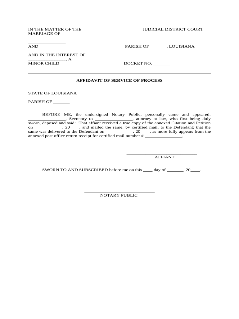 Service Process Louisiana  Form