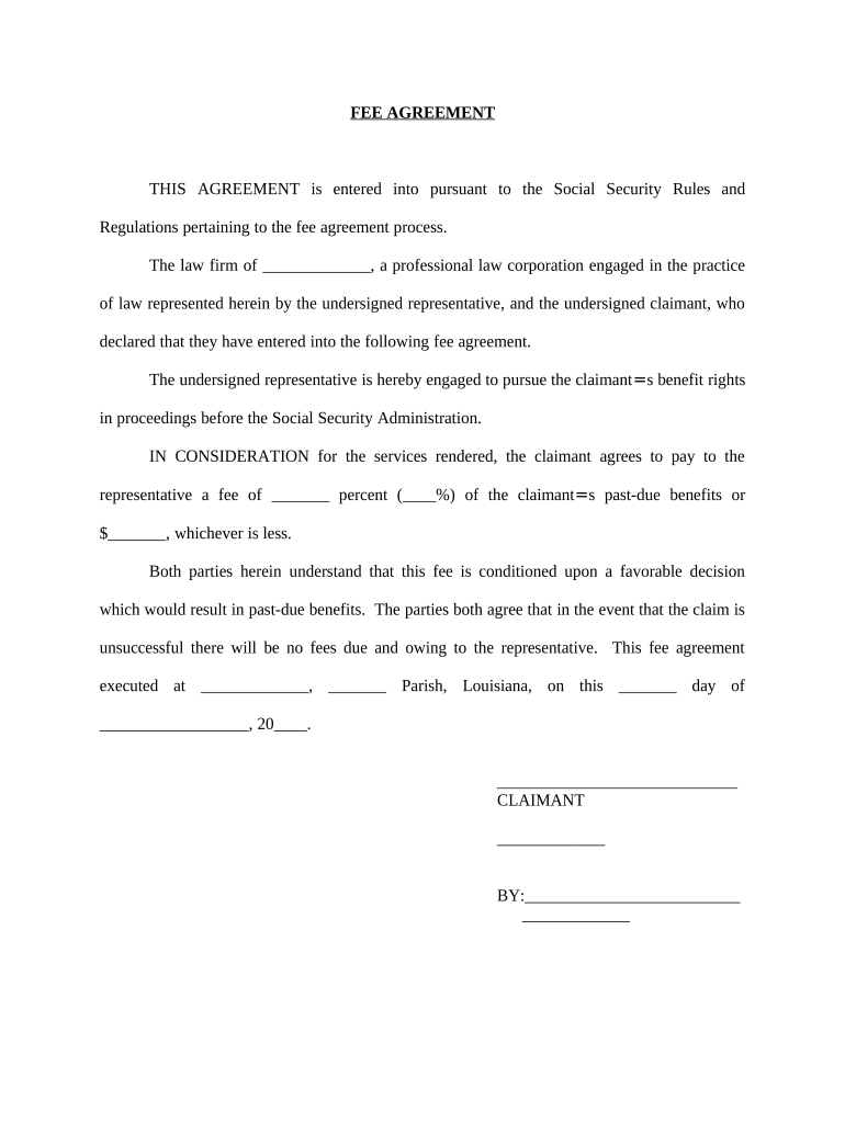 Fee Agreement Louisiana  Form