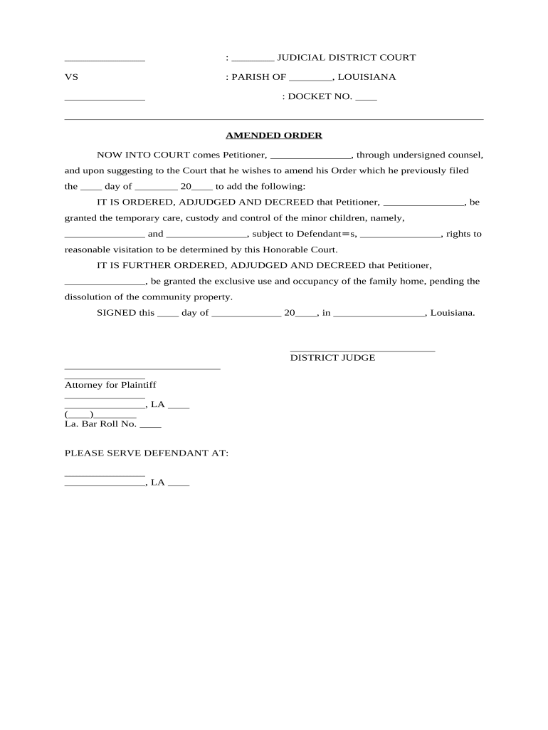 Order Custody  Form