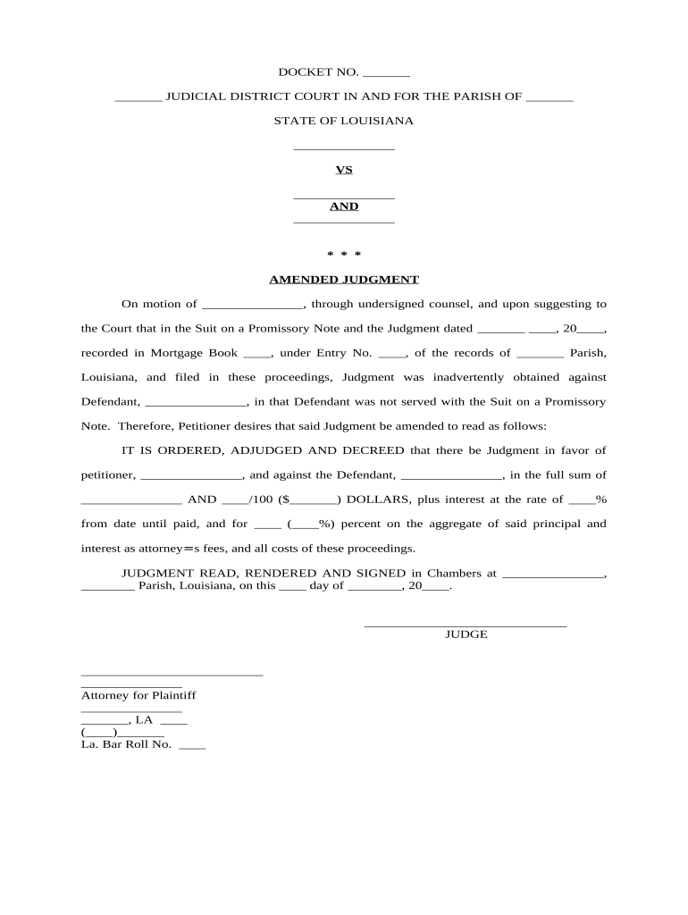 Louisiana Promissory Note  Form