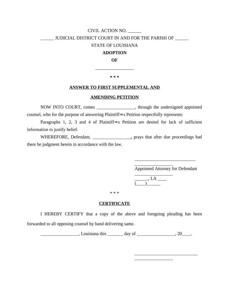 Louisiana Petition Adoption  Form