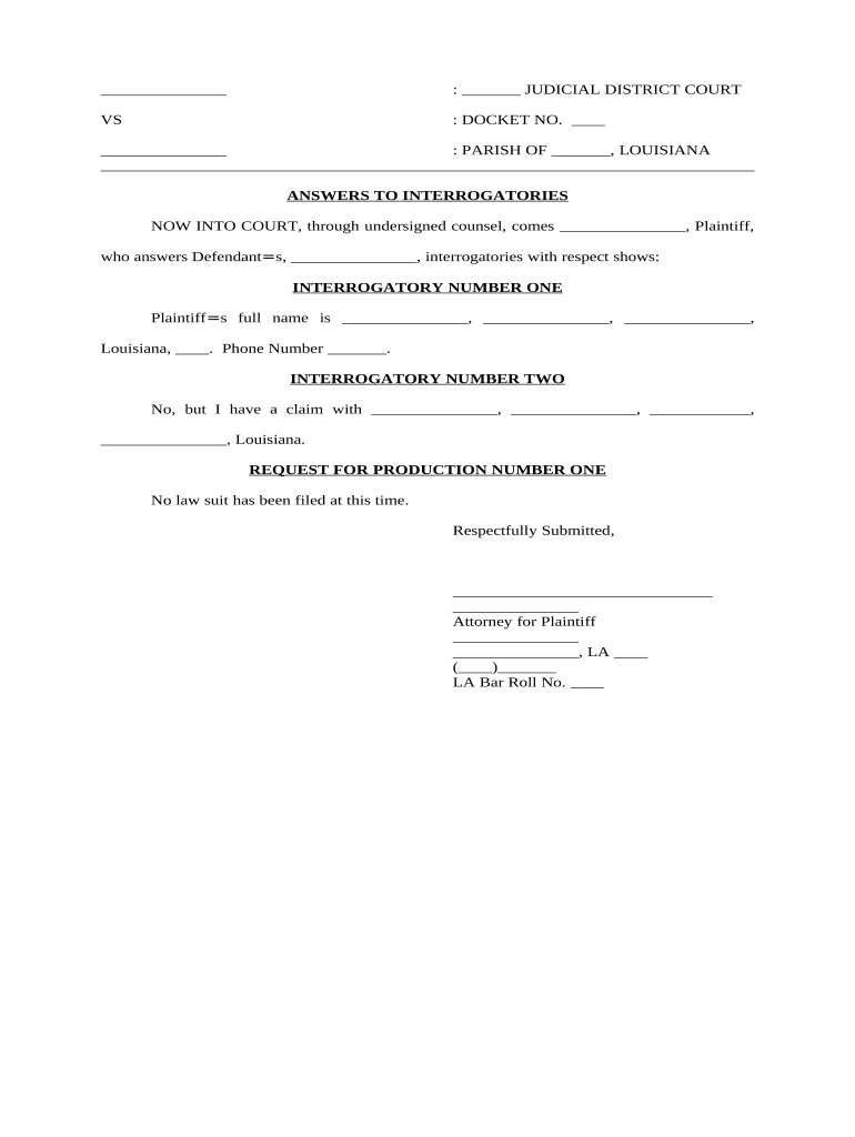 Interrogatories Sample Make  Form