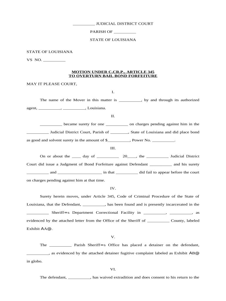 Bail Bond  Form