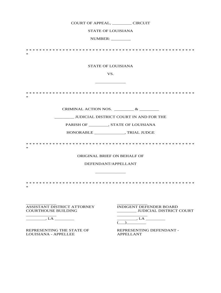 Original Brief on Behalf of Defendant Appellant Louisiana  Form
