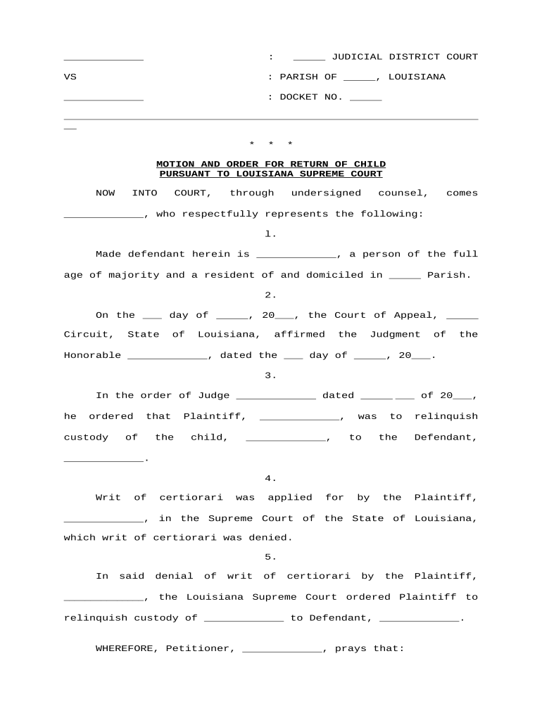 La Supreme Court  Form