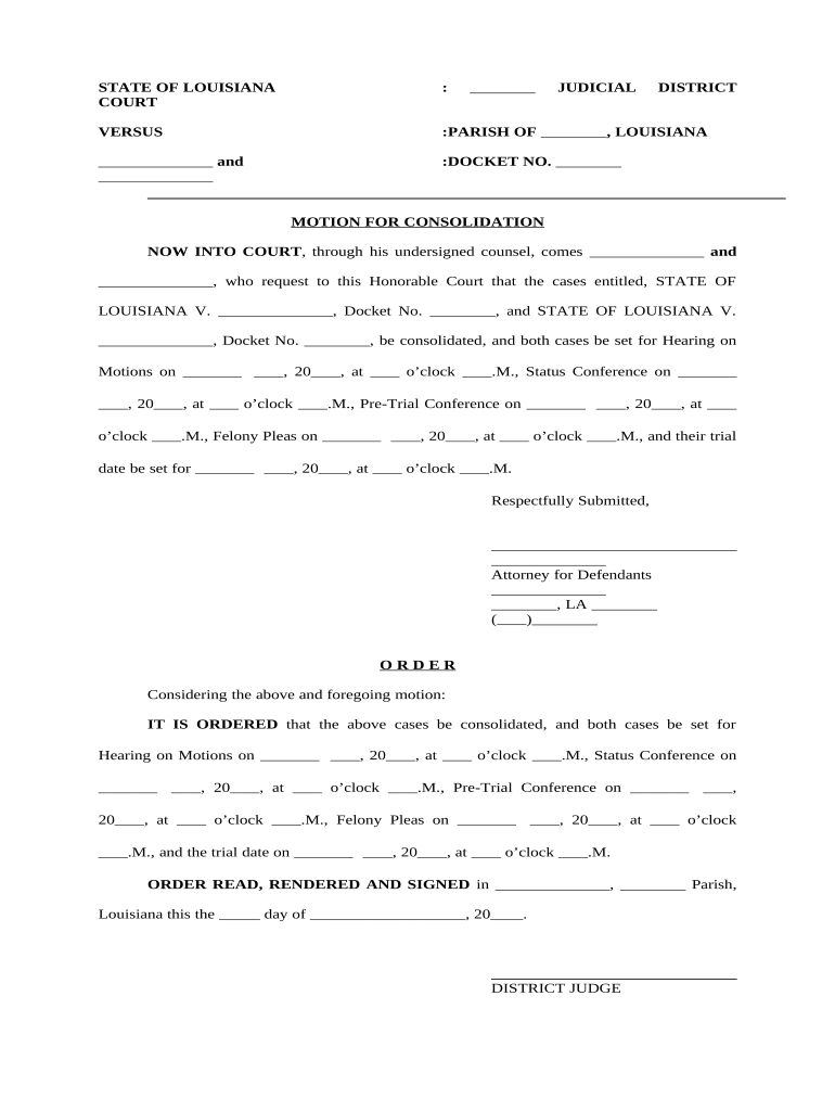 Motion Consolidation  Form