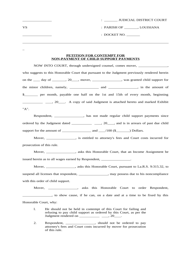 Contempt Child Support  Form