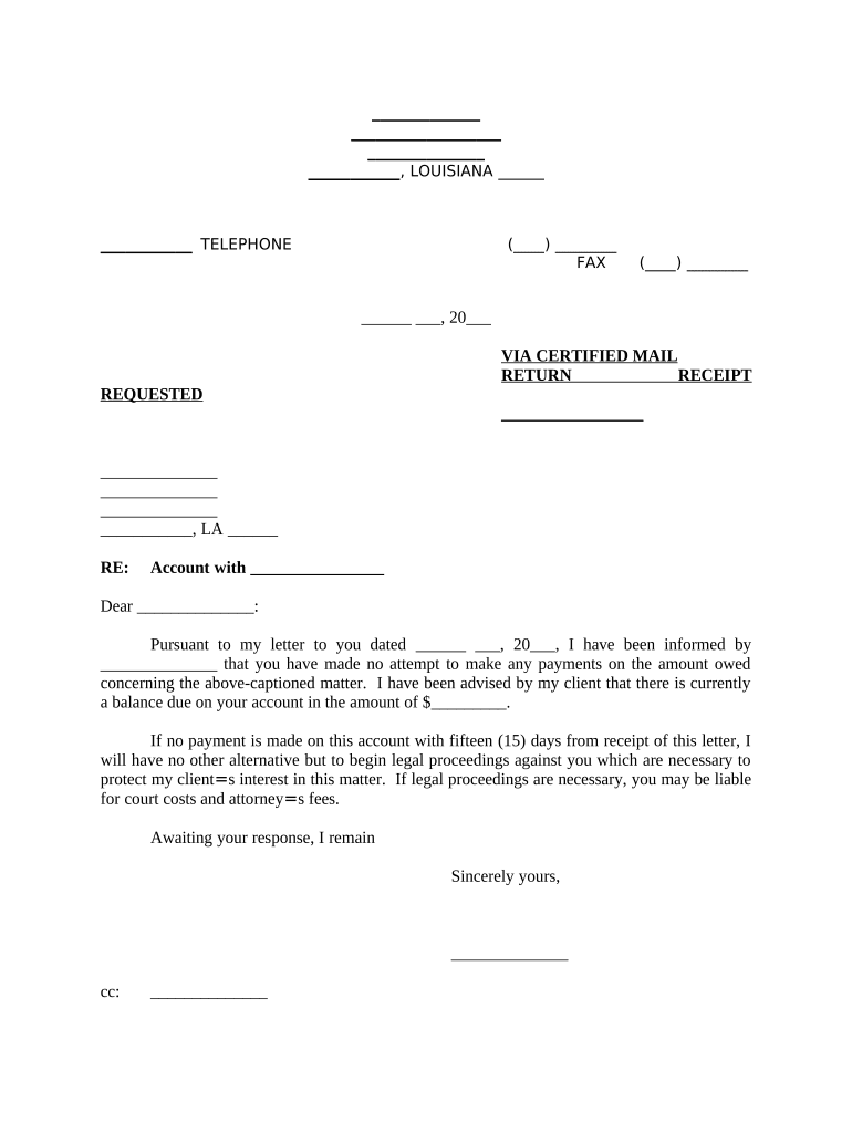 Louisiana Demand  Form