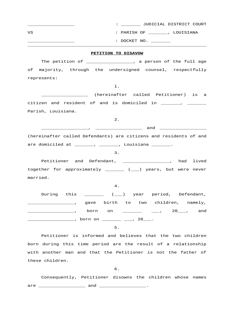 Louisiana Disavow  Form