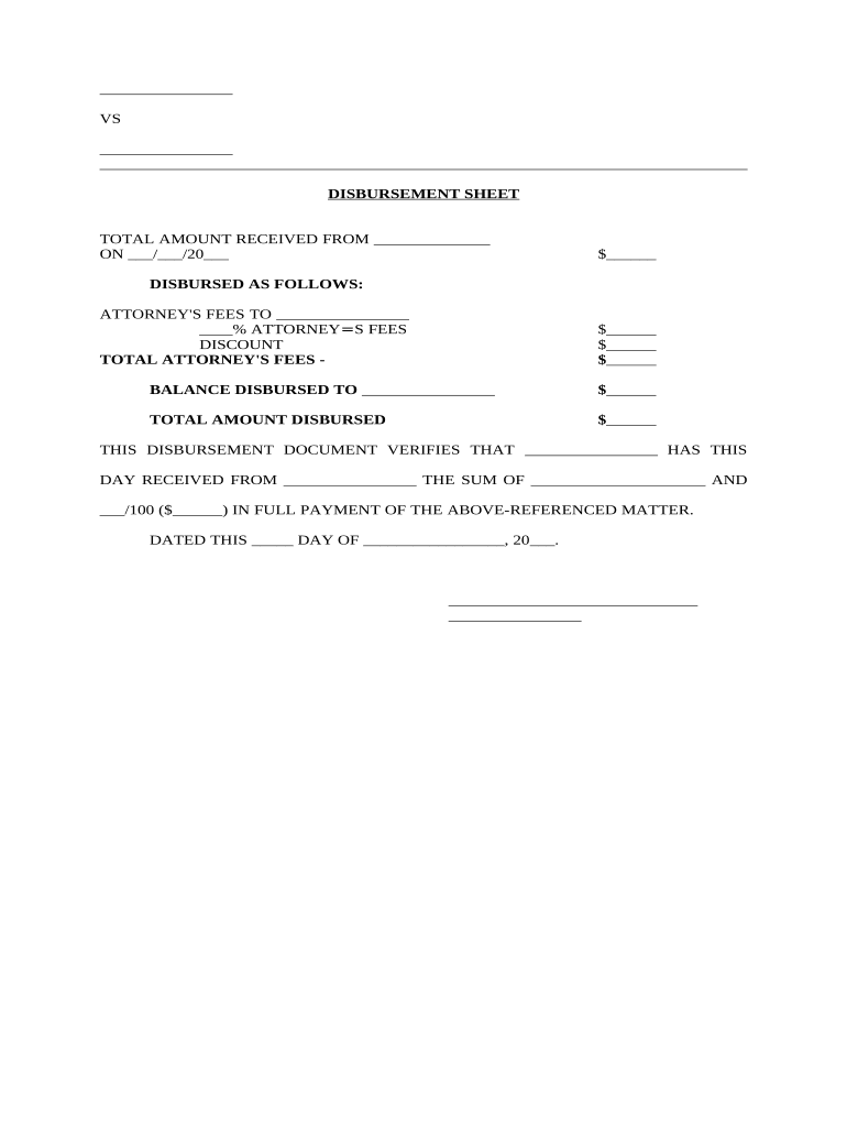 Disbursement Sheet  Form