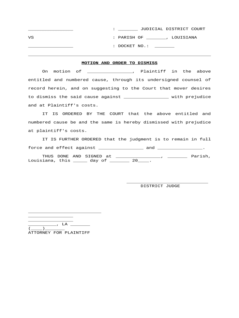 Motion Dismiss Plaintiff  Form