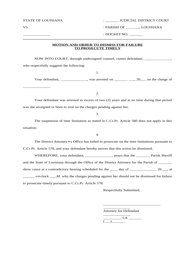 Louisiana Dismiss  Form