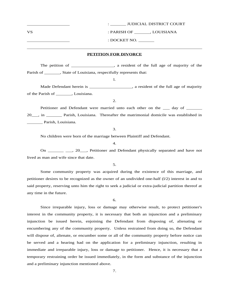 Divorce with Property  Form