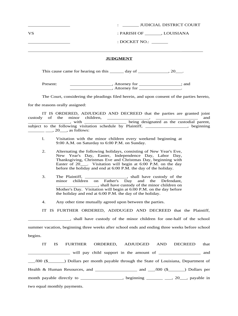 La Child Support  Form