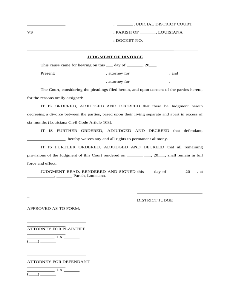 Louisiana Divorce with  Form