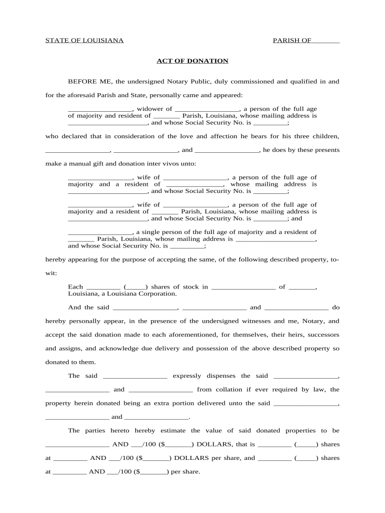 Louisiana Act Donation Form