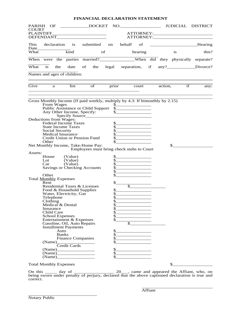 Declaration Statement Form