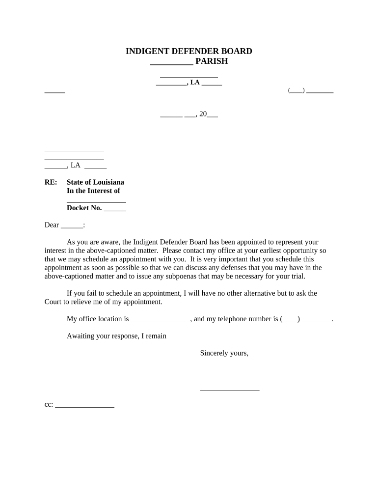 Letter Regarding Appointment  Form