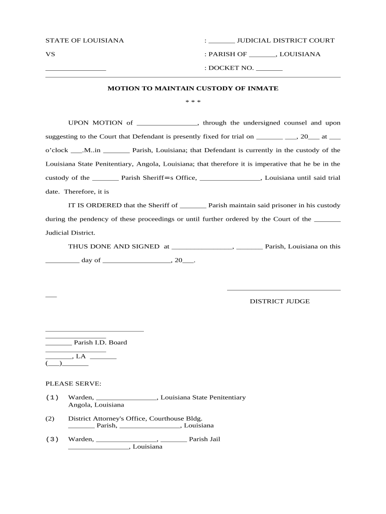 Louisiana Pending  Form