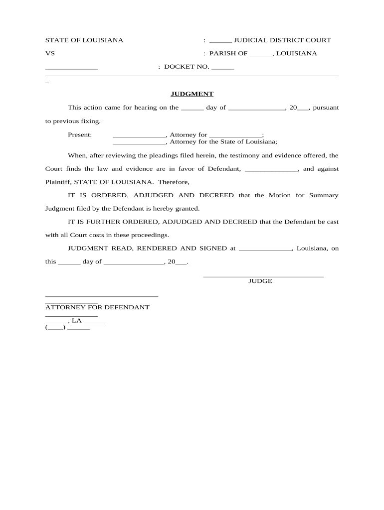 Judgment Summary  Form