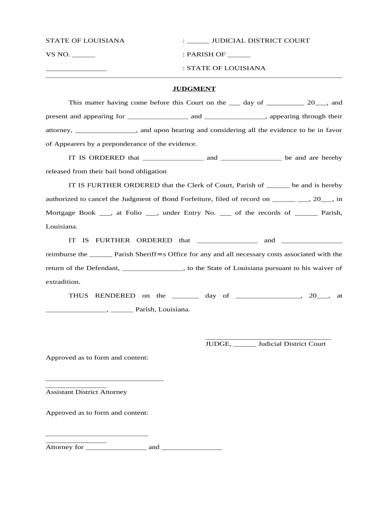 Bail Louisiana  Form